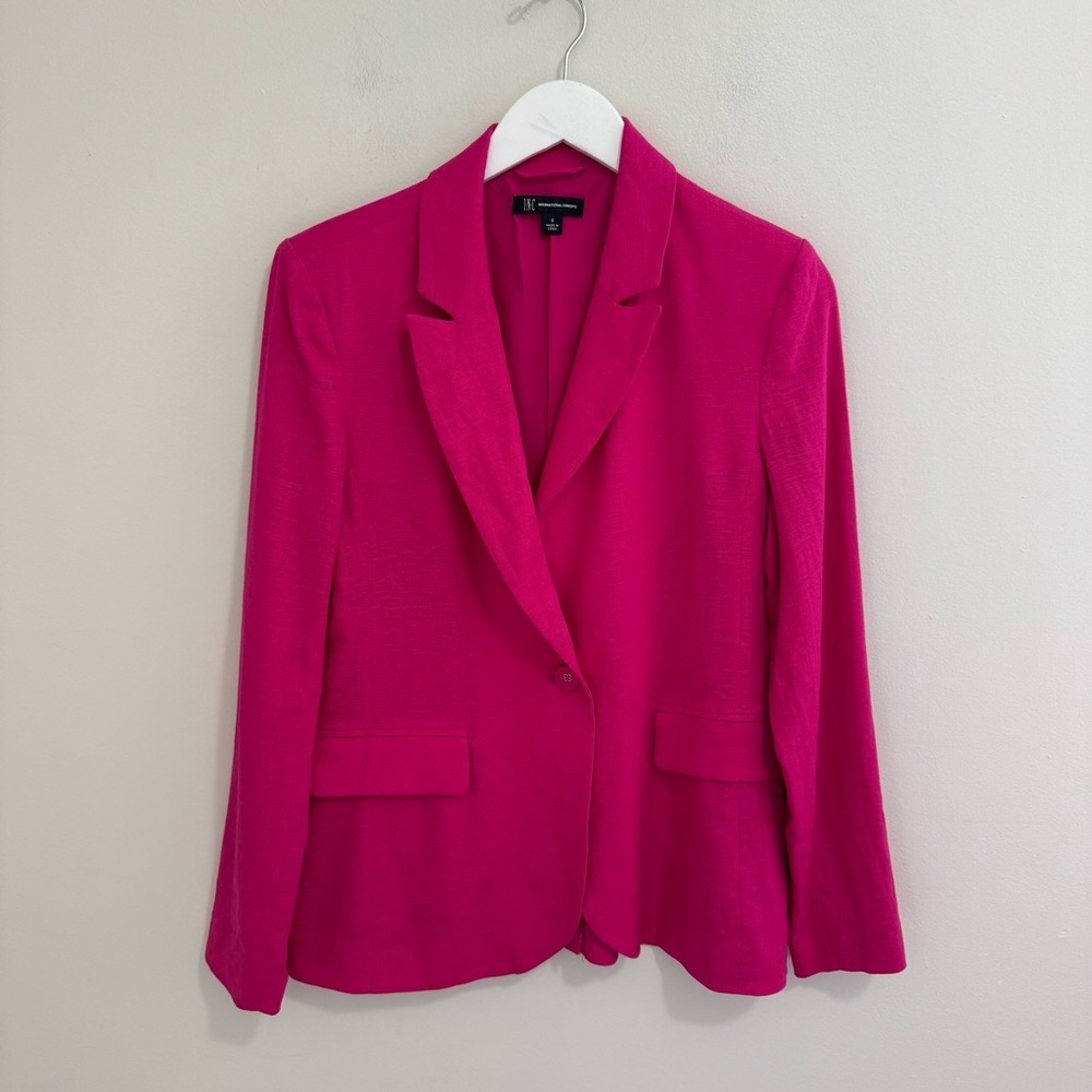 INC International Concepts Hot Pink Linen Blend Blazer